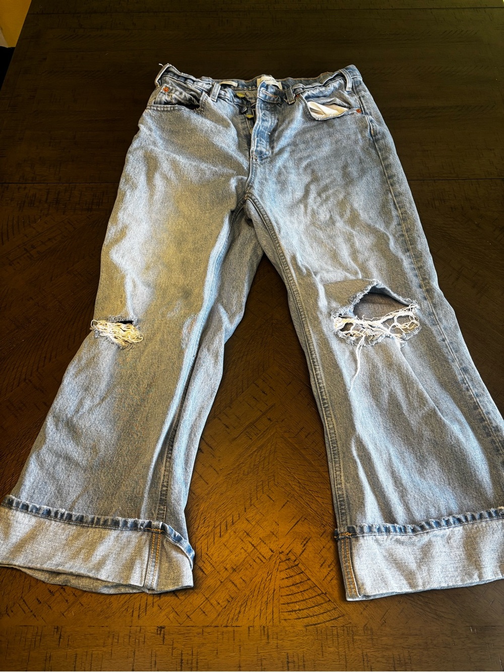Light Blue Distressed crop Women's Jeans